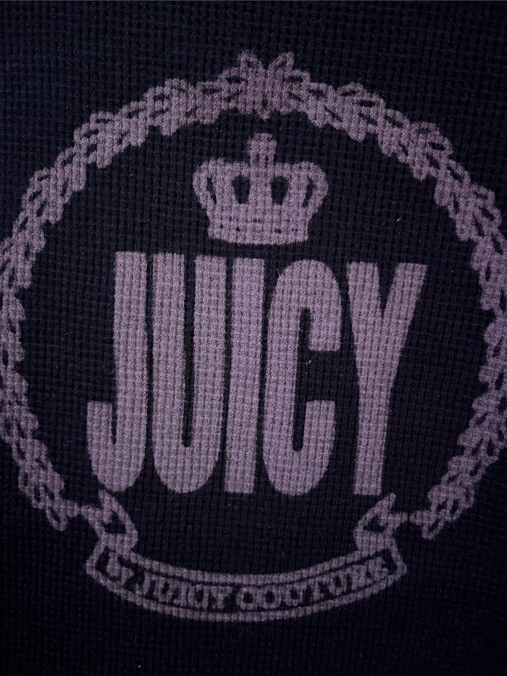 Juicy Couture Black Scoop Neck Long Sleeve Top with Crest Logo - Picture 2 of 10